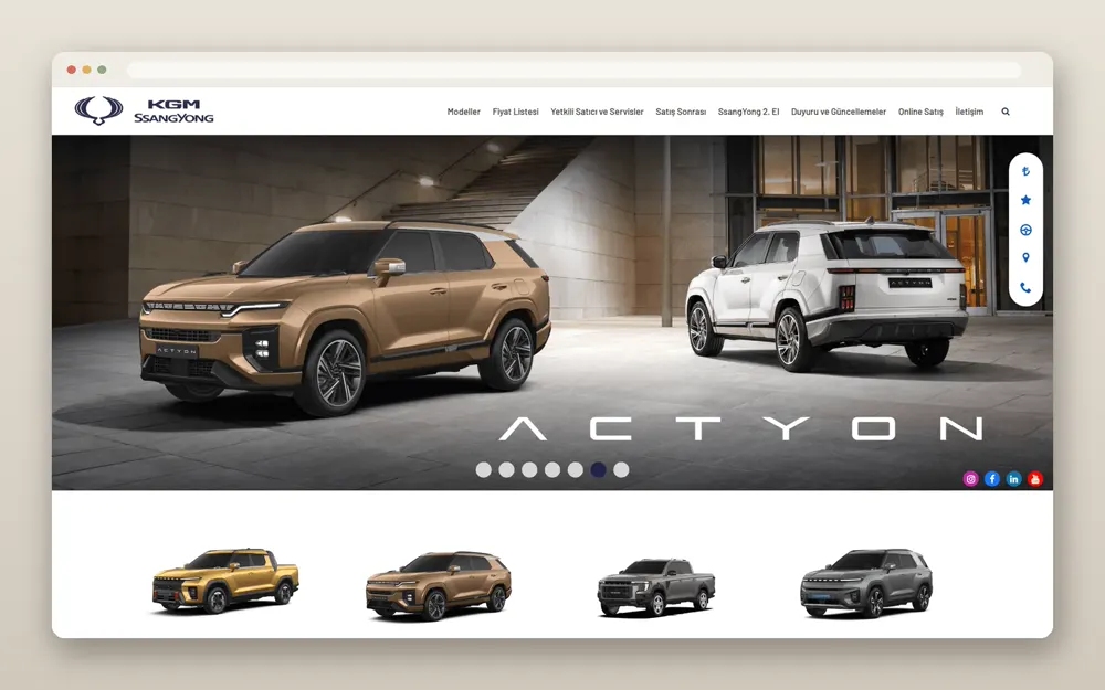 WDT Ajans işlerinden bir kesit: Questahotel, SsangYong Türkiye ve Golden Tulip Gebze web siteleri.