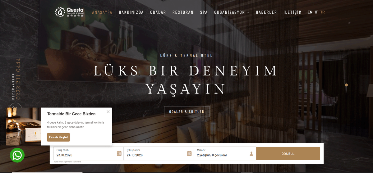 Questa Termal otel web sitesi