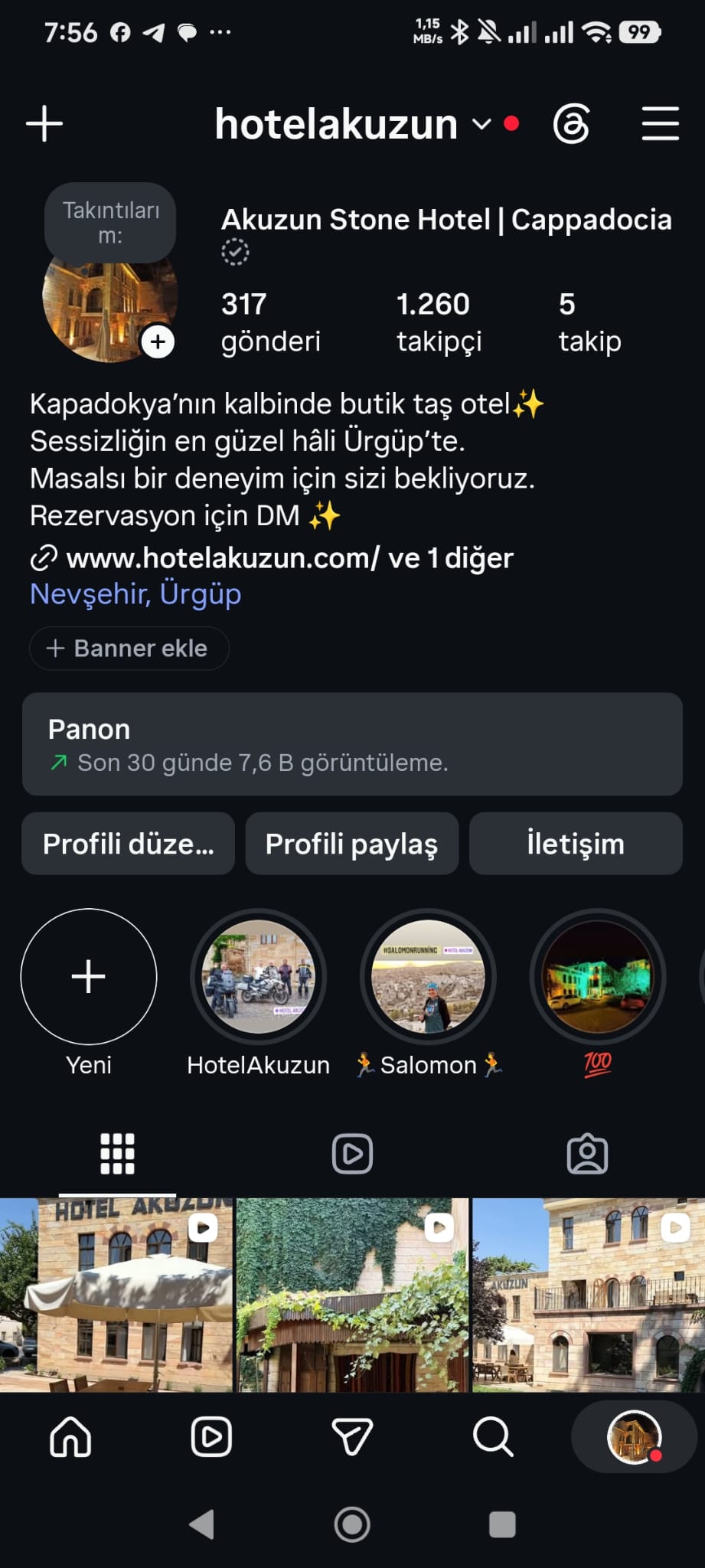 Akuzun Stone Hotel Instagram profili