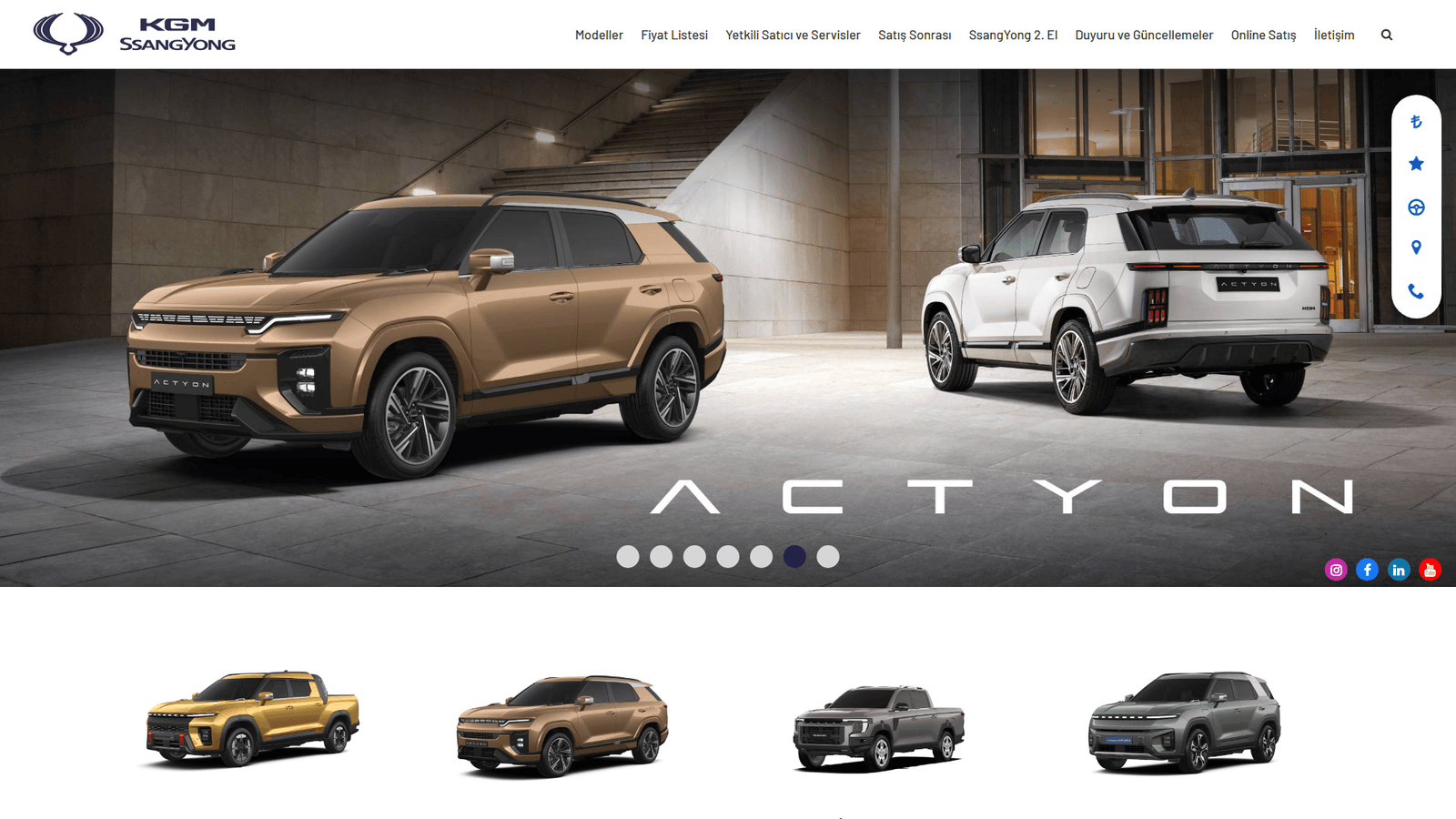 SsangYong Türkiye kurumsal web sitesi