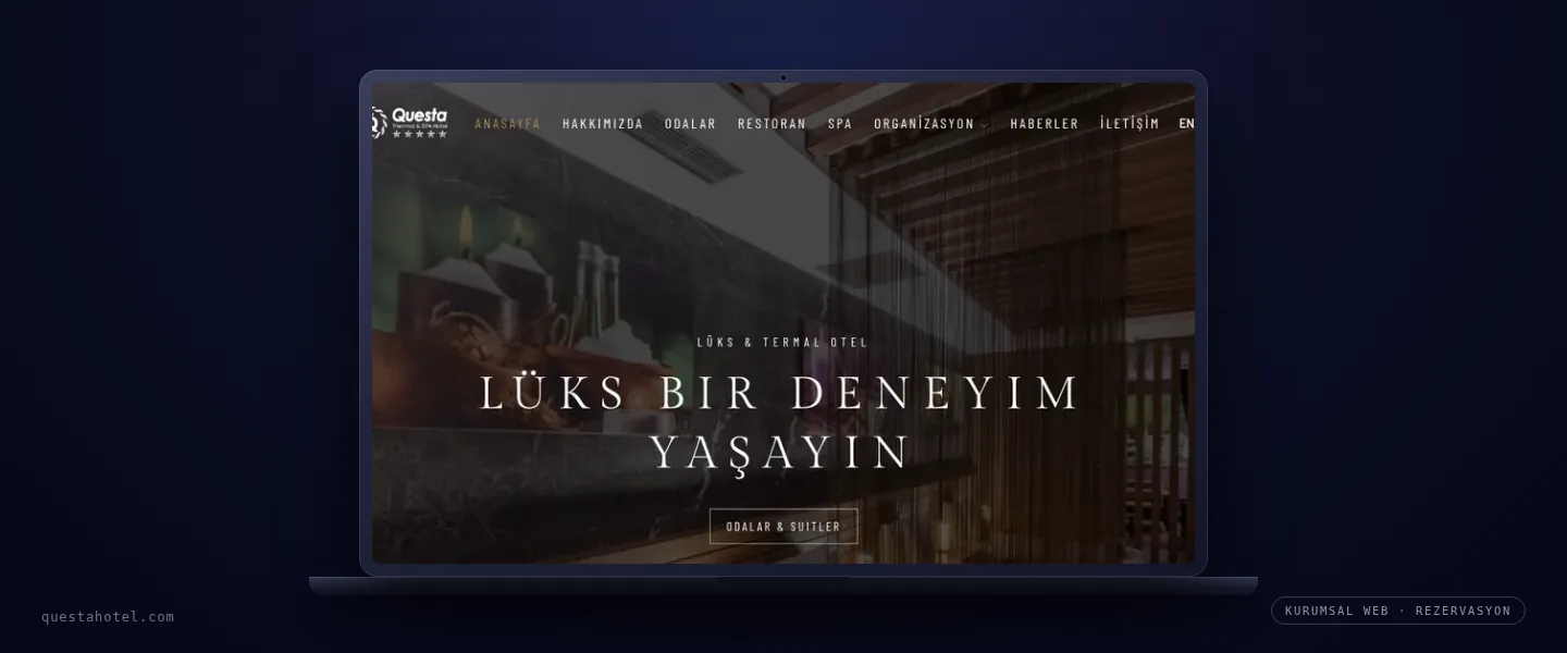Questahotel web sitesi: lüks ve termal otel ana sayfası.