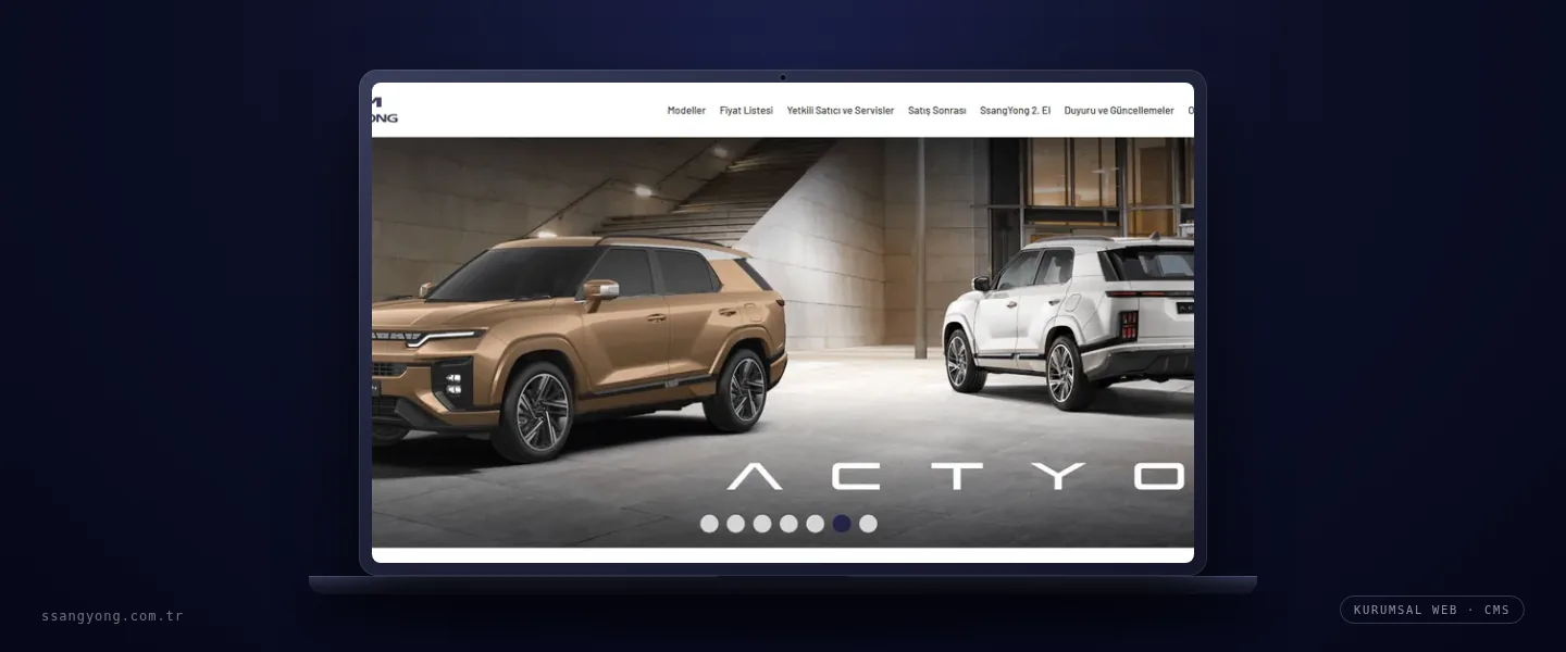 SsangYong Türkiye web sitesi: araç model sayfası.