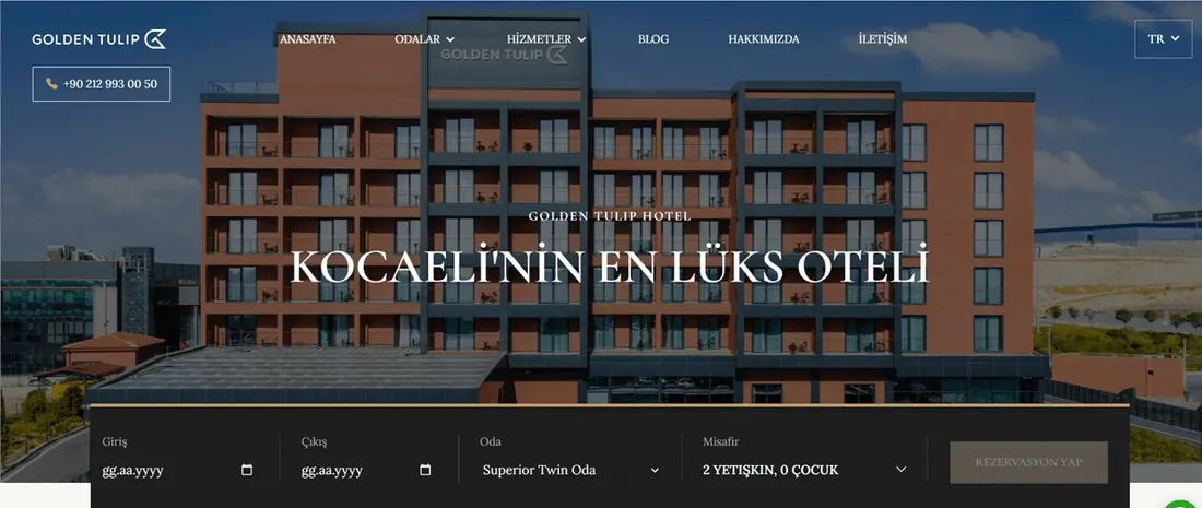 Golden Tulip Gebze web sitesi ana sayfa